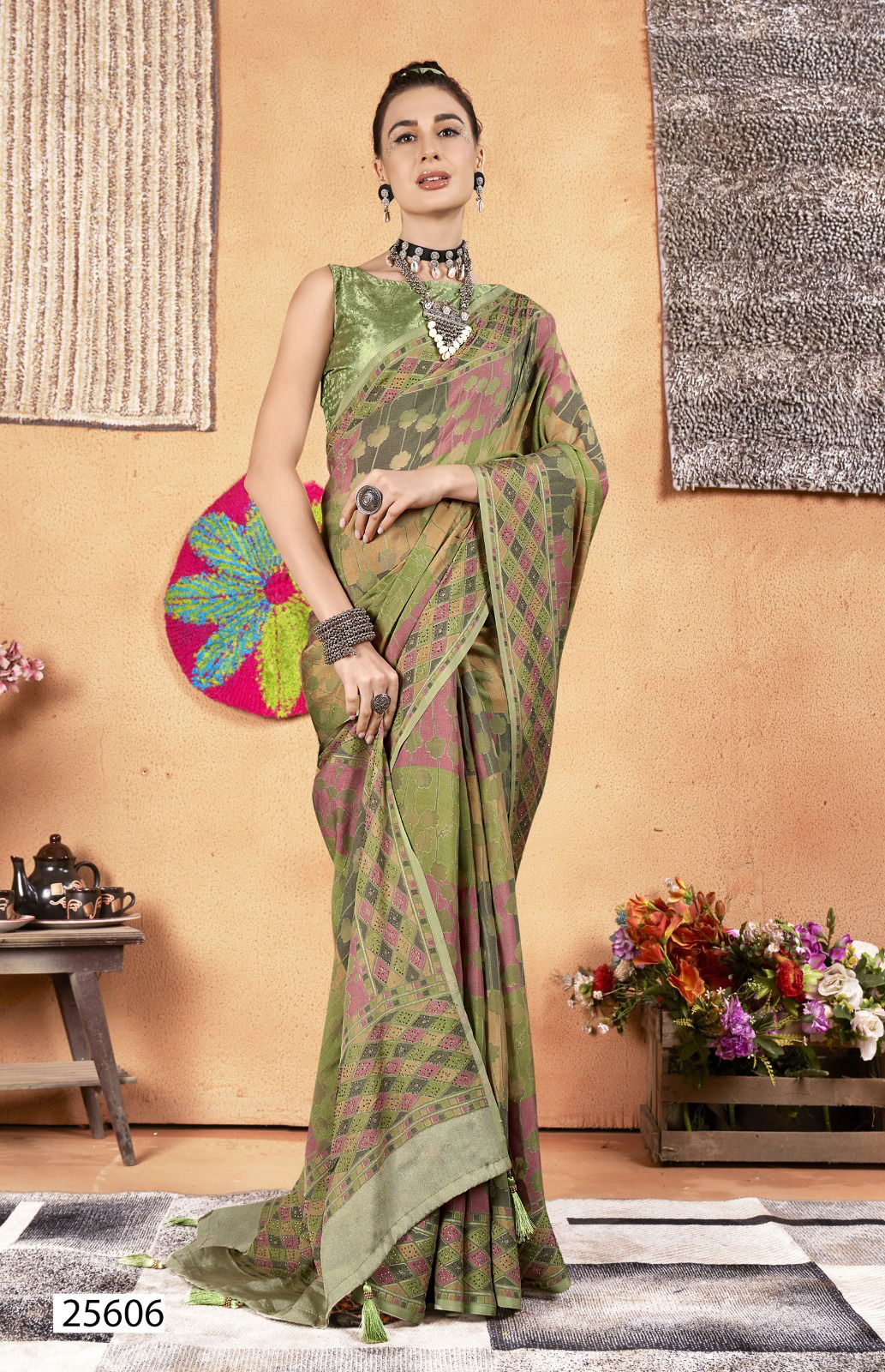 Elemental Vol 4 Vallabhi Printed Moss Georgette Sarees Wholesale Shop In Surat